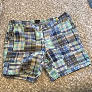 Talbots Blue and Mint Plaid madras cotton 7” Shorts